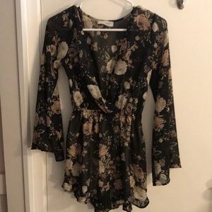 Sheer light floral romper
